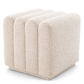 Cream boucl‚Äö√†√∂¬¨¬© Eichholtz Bente stool with sculptural channel design and rounded edges