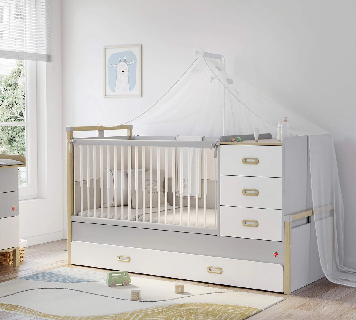 Cilek Mino Baby Convertible Baby Bed (80x180 cm) | Showroom Model