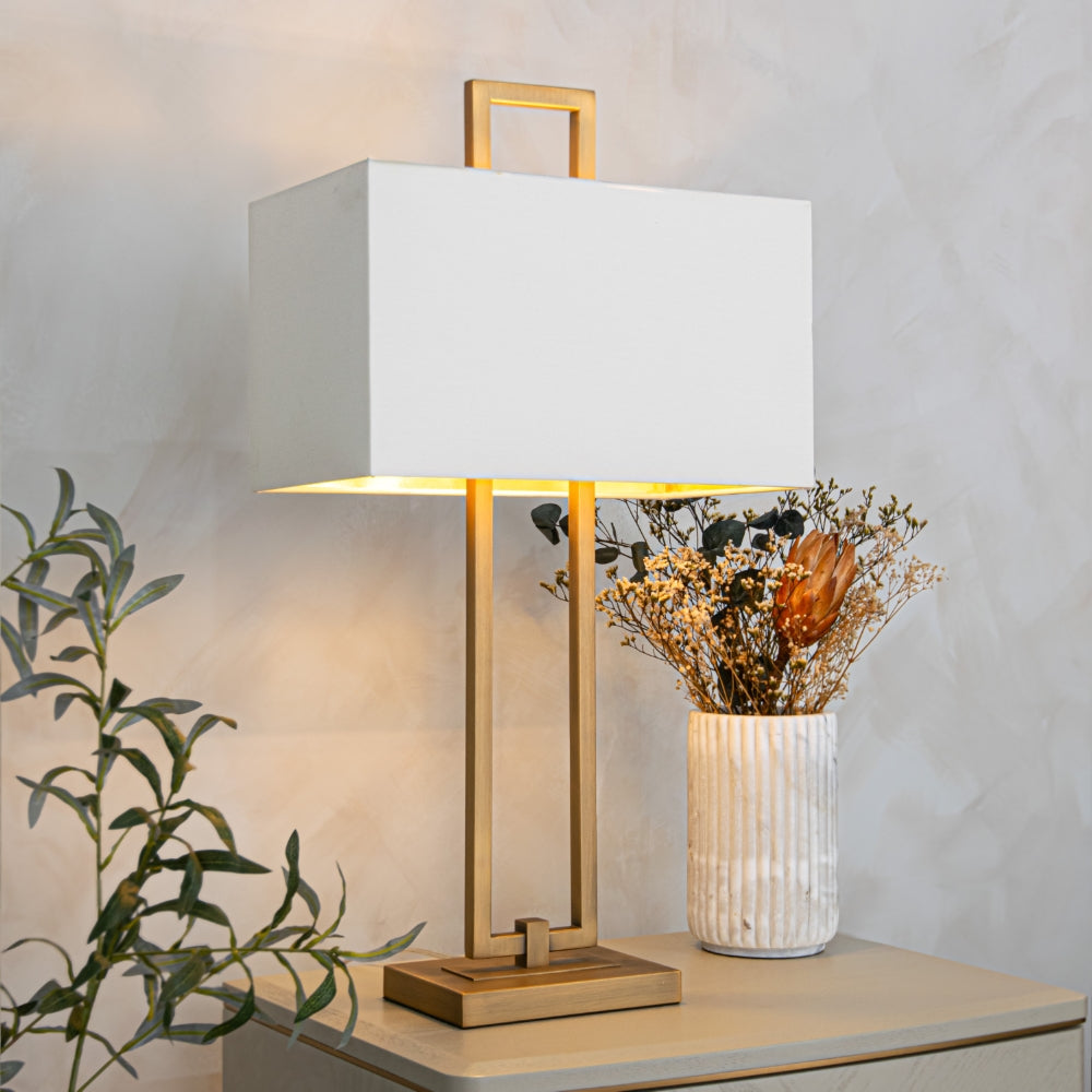 PONELLI Interiors Danby Antique Brass Finish Table Lamp | Showroom Model