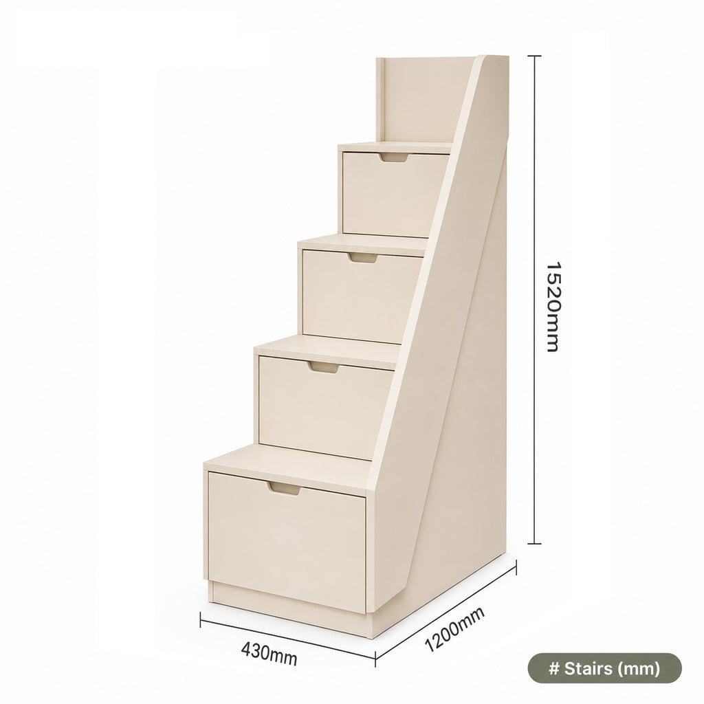 PONELLI Interiors Bella Hideaway Bunk Bed with Slide, Stair Storage & Pull-Out Bed