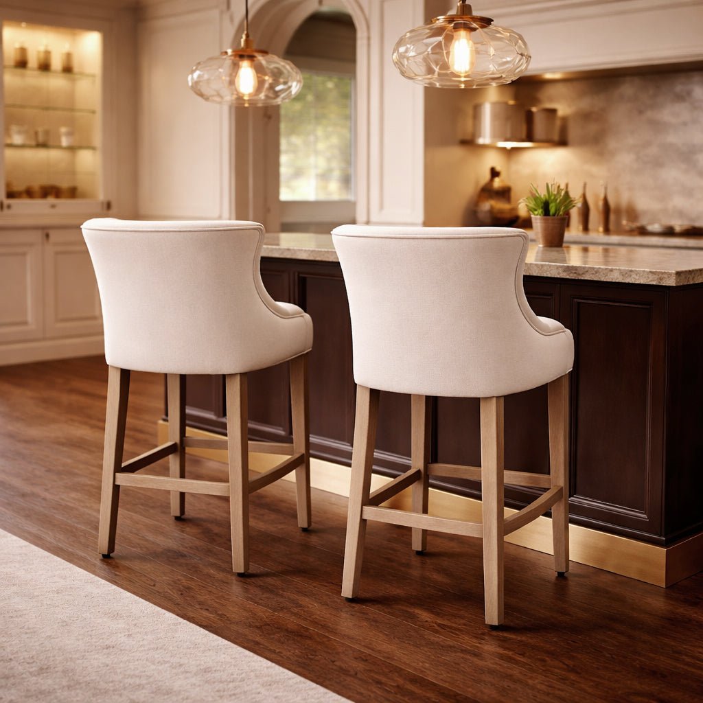 Bar Counter Stool Emily with Arm Natural - Designer Furniture Co.Ltd