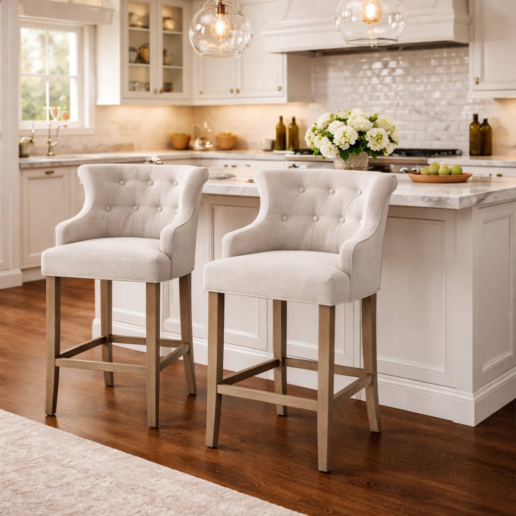 Bar Counter Stool Emily with Arm Natural - Designer Furniture Co.Ltd