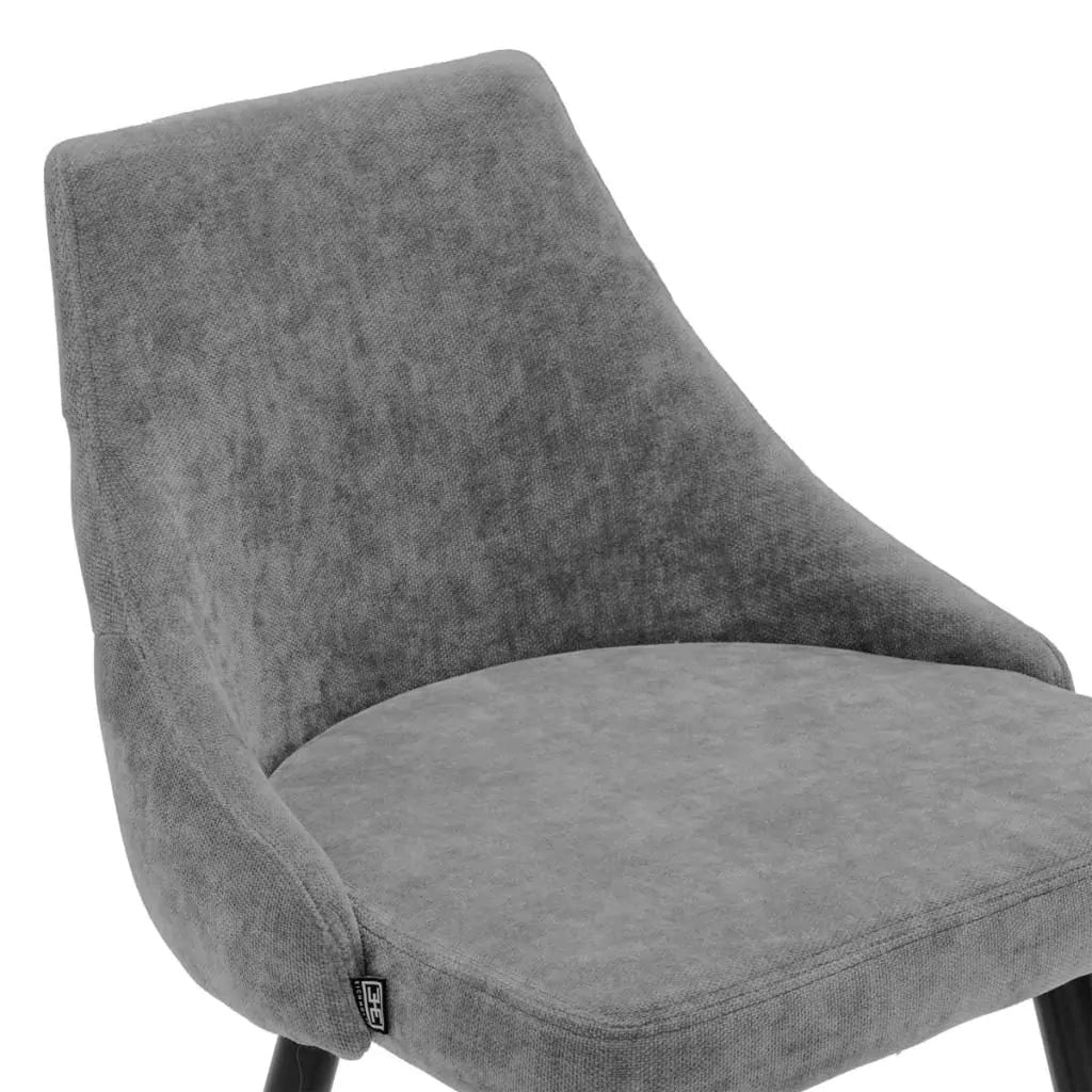 Cedro Bar Stool Clarck Grey Velvet with Black Metal Frame & Brass Caps - Eichholtz