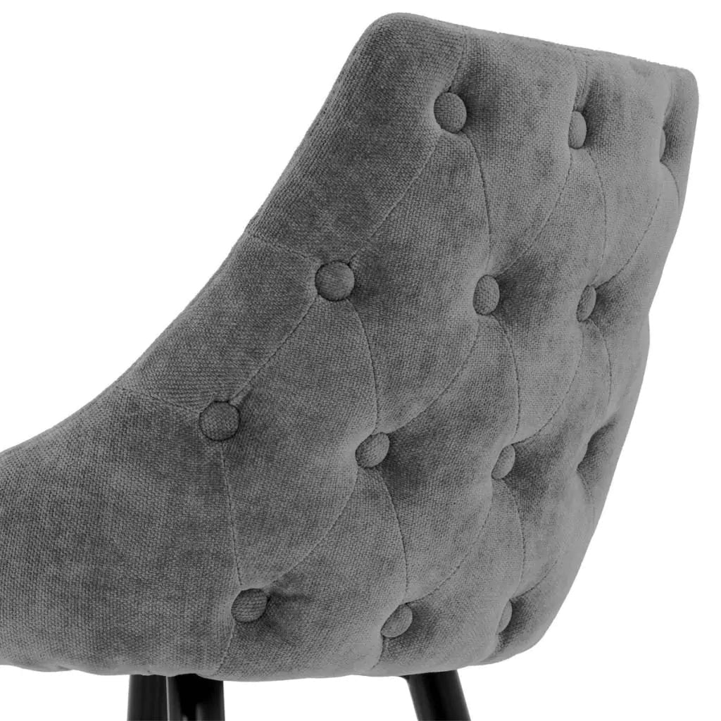 Cedro Bar Stool Clarck Grey Velvet with Black Metal Frame & Brass Caps - Eichholtz