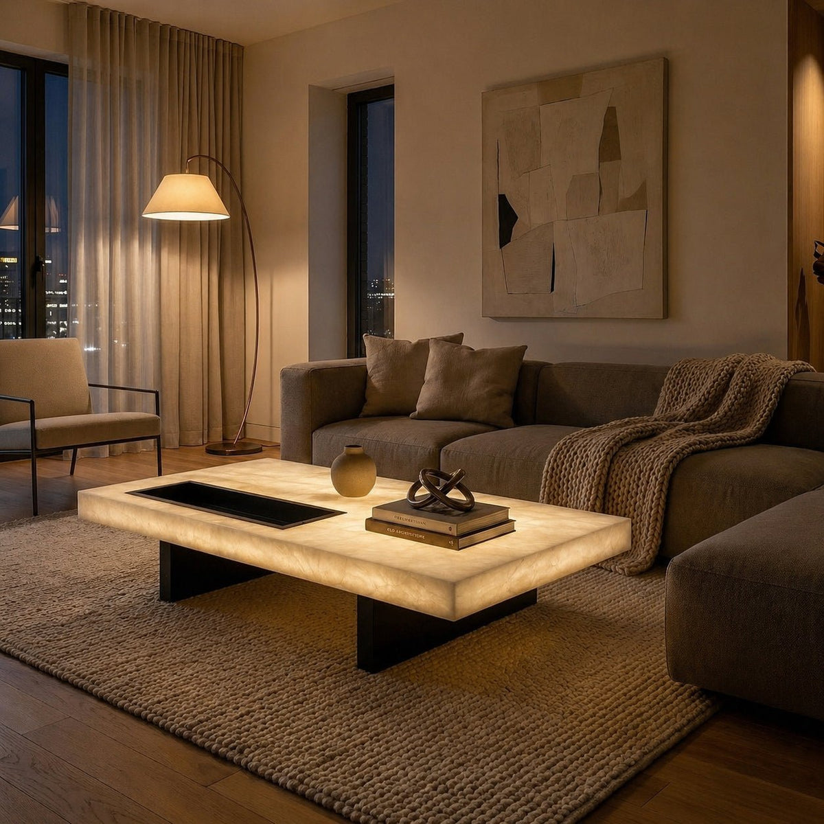 Elite Glow Alabaster Coffee Table Rectangular - Designer Furniture Co.Ltd