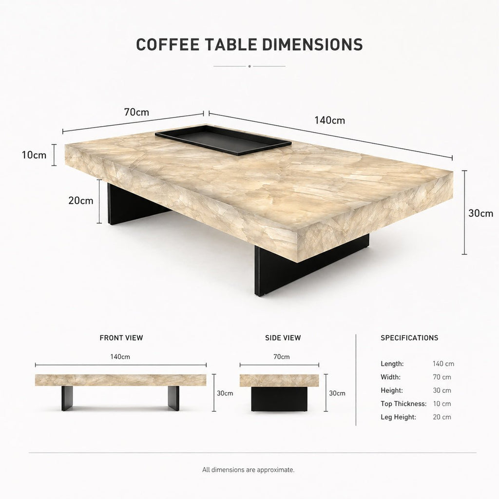Elite Glow Alabaster Coffee Table Rectangular - Designer Furniture Co.Ltd
