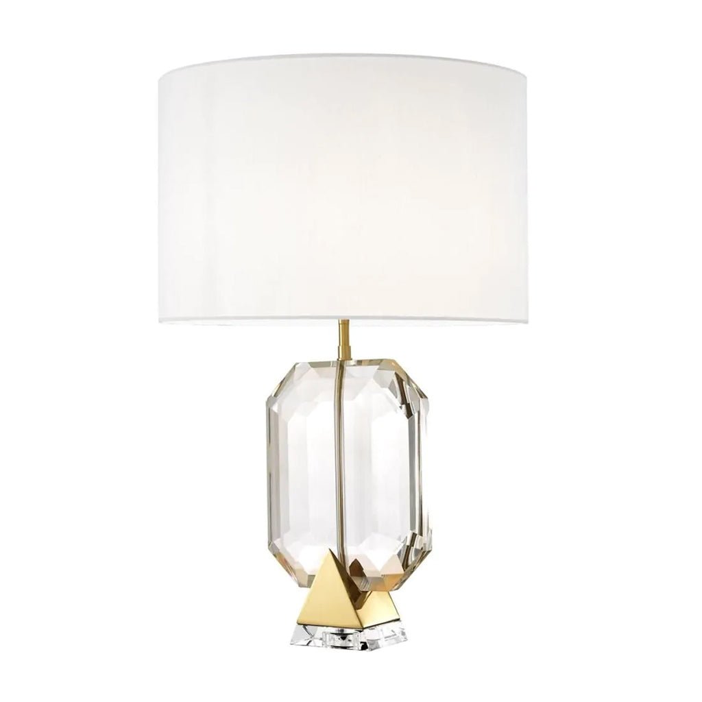 Eichholtz Emerald Crystal Table Lamp with Gold Finish & White Shade - Designer Furniture Co.Ltd