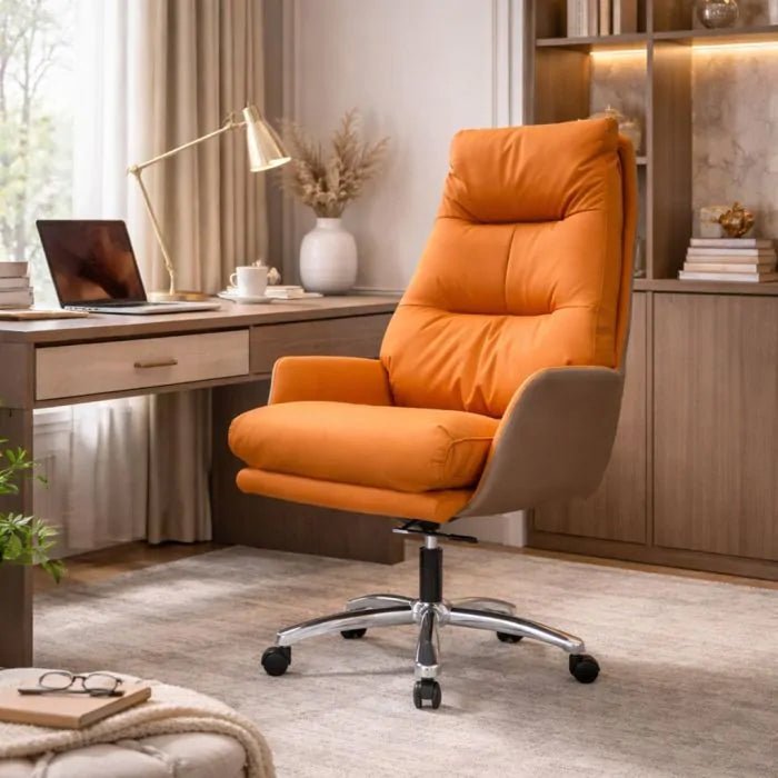 Executive Chair Belmont Real Leather Orange - Designer Furniture Co.Ltd