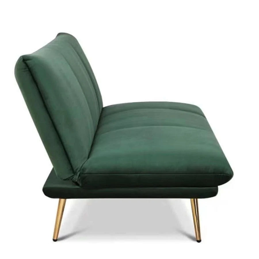 PONELLI Interiors Modern Green Velvet Click Clack Sofa Bed with 3 Adjustable Reclining Positions | Showroom Model