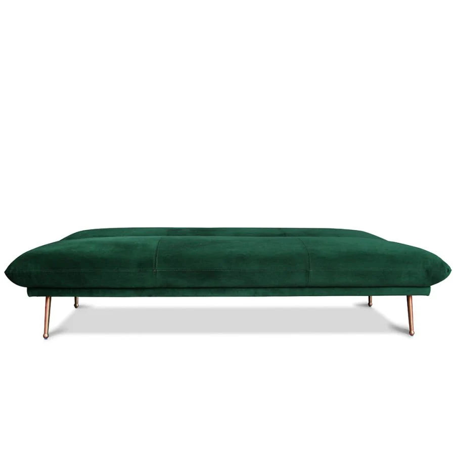 PONELLI Interiors Modern Green Velvet Click Clack Sofa Bed with 3 Adjustable Reclining Positions | Showroom Model