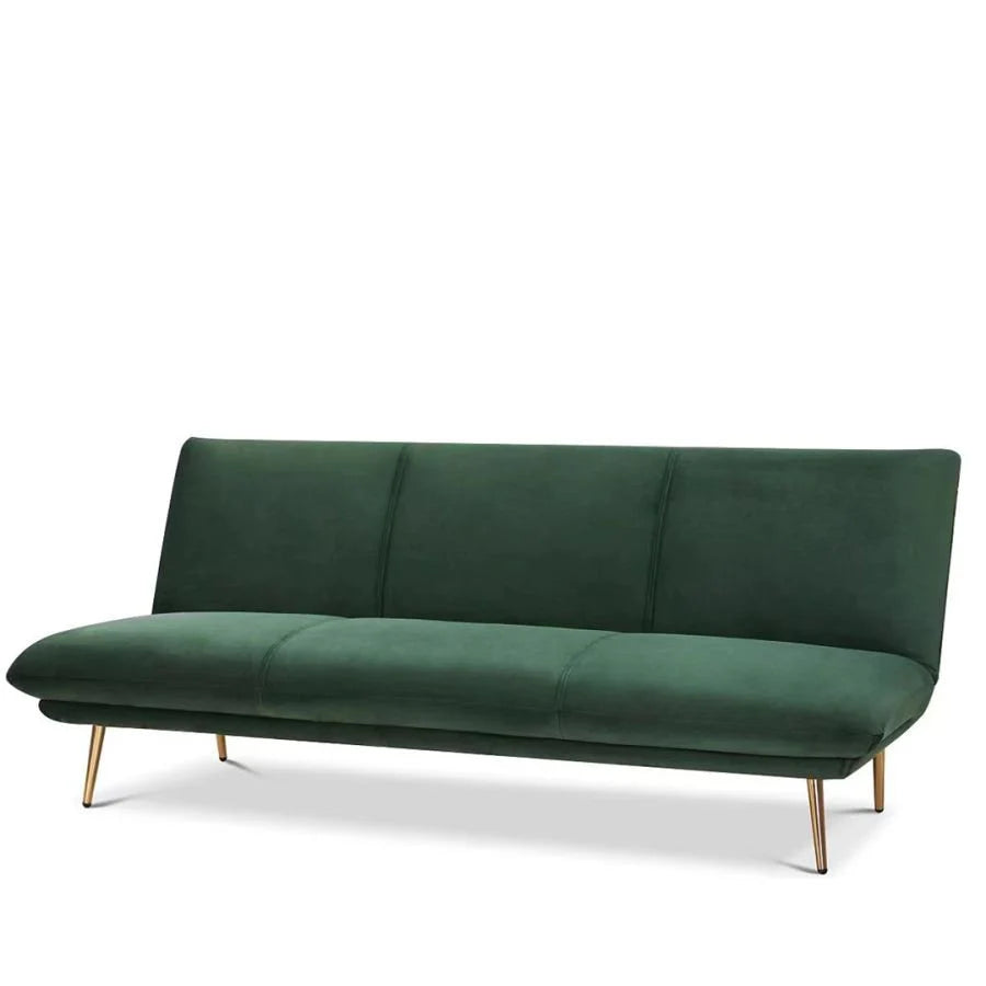 PONELLI Interiors Modern Green Velvet Click Clack Sofa Bed with 3 Adjustable Reclining Positions | Showroom Model
