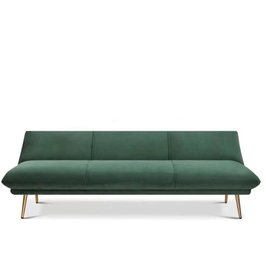 PONELLI Interiors Modern Green Velvet Click Clack Sofa Bed with 3 Adjustable Reclining Positions | Showroom Model