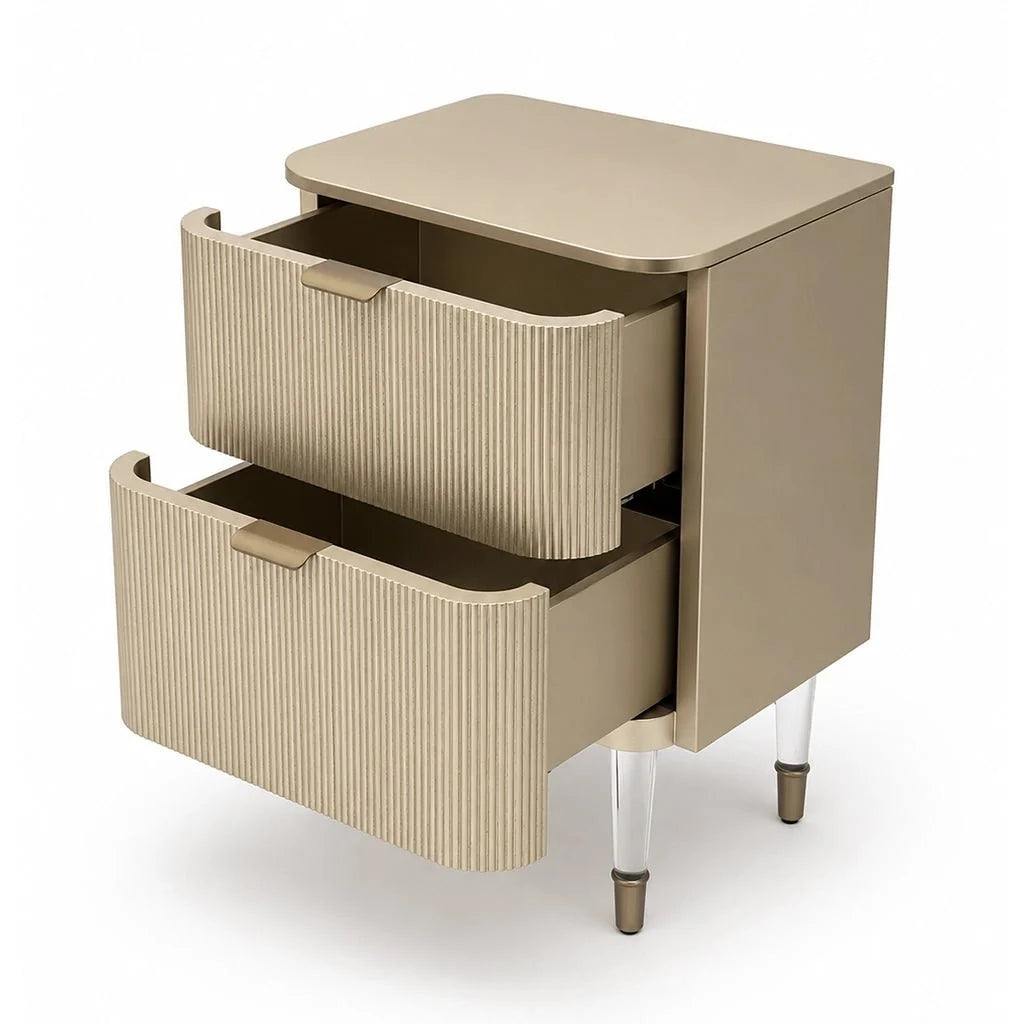 PONELLI Interiors Aurelia Gold Leaf Bedside Table | Showroom Model