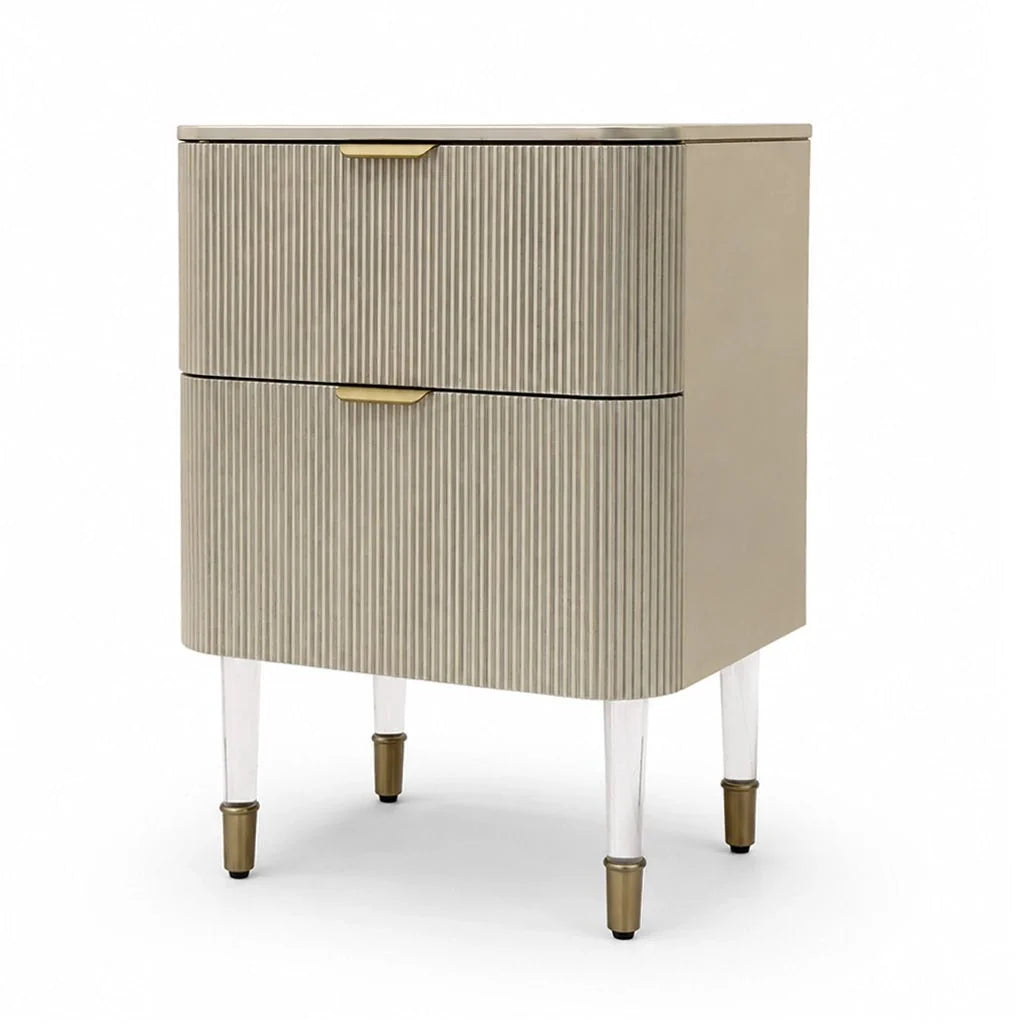 PONELLI Interiors Aurelia Gold Leaf Bedside Table | Showroom Model