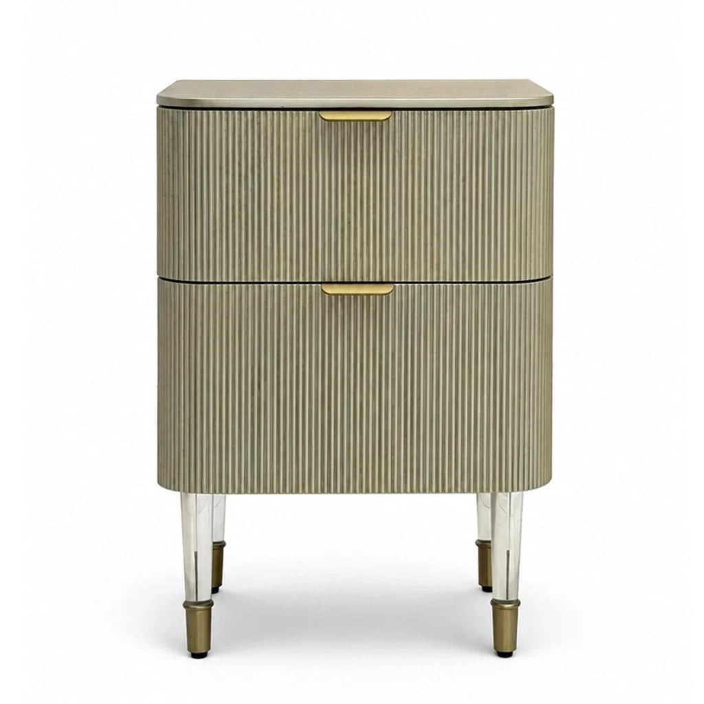 PONELLI Interiors Aurelia Gold Leaf Bedside Table | Showroom Model
