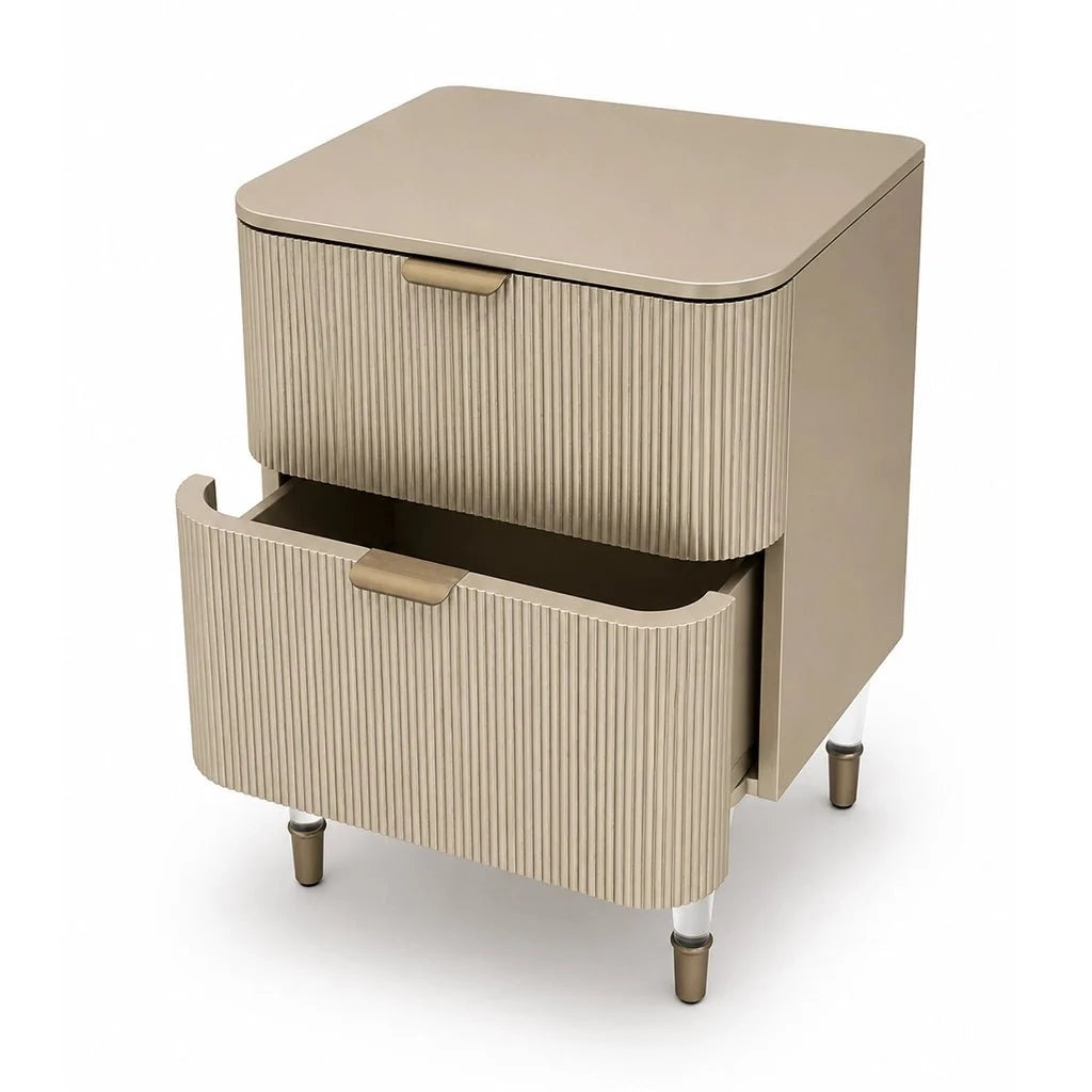 PONELLI Interiors Aurelia Gold Leaf Bedside Table | Showroom Model