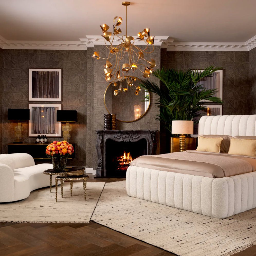 Upholstered Bed Sycamore Boucl‚Äö√†√∂¬¨¬© Cream - Designer Furniture Co.Ltd