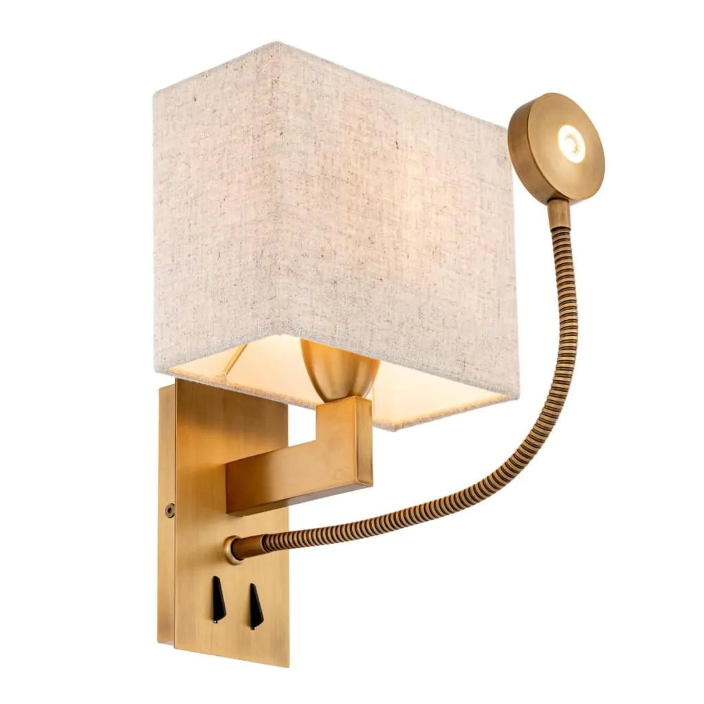 Eichholtz Reading Wall Lamp Antique Brass with LED Light - Designer Furniture Co.Ltd