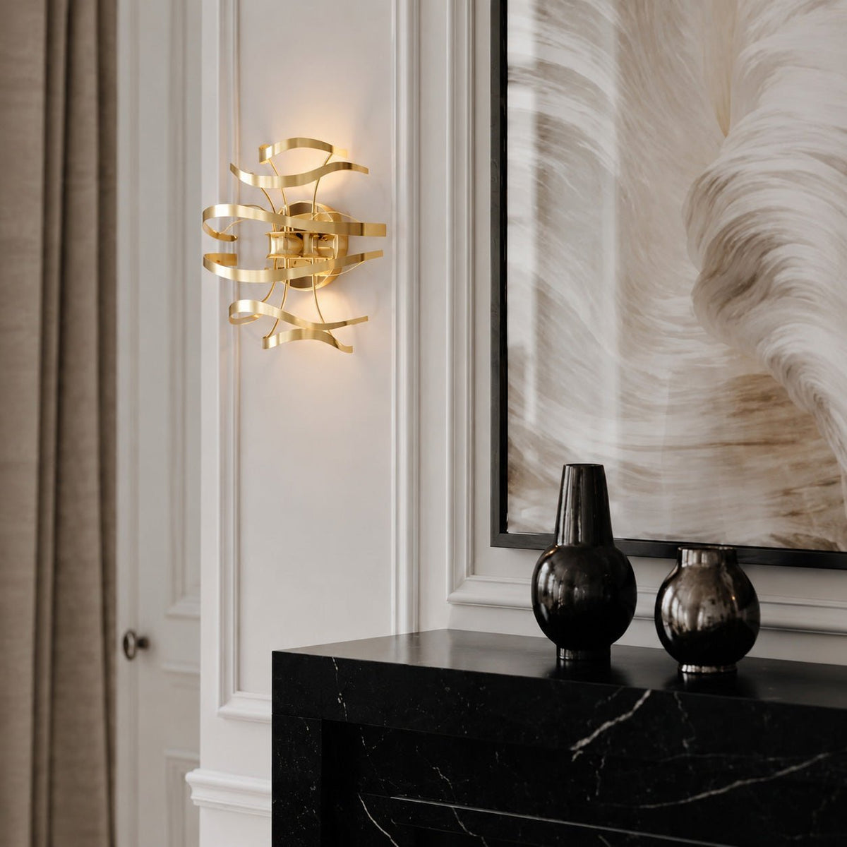 Wall Sconce Calligraphy Gold Leaf - Designer Furniture Co.Ltd